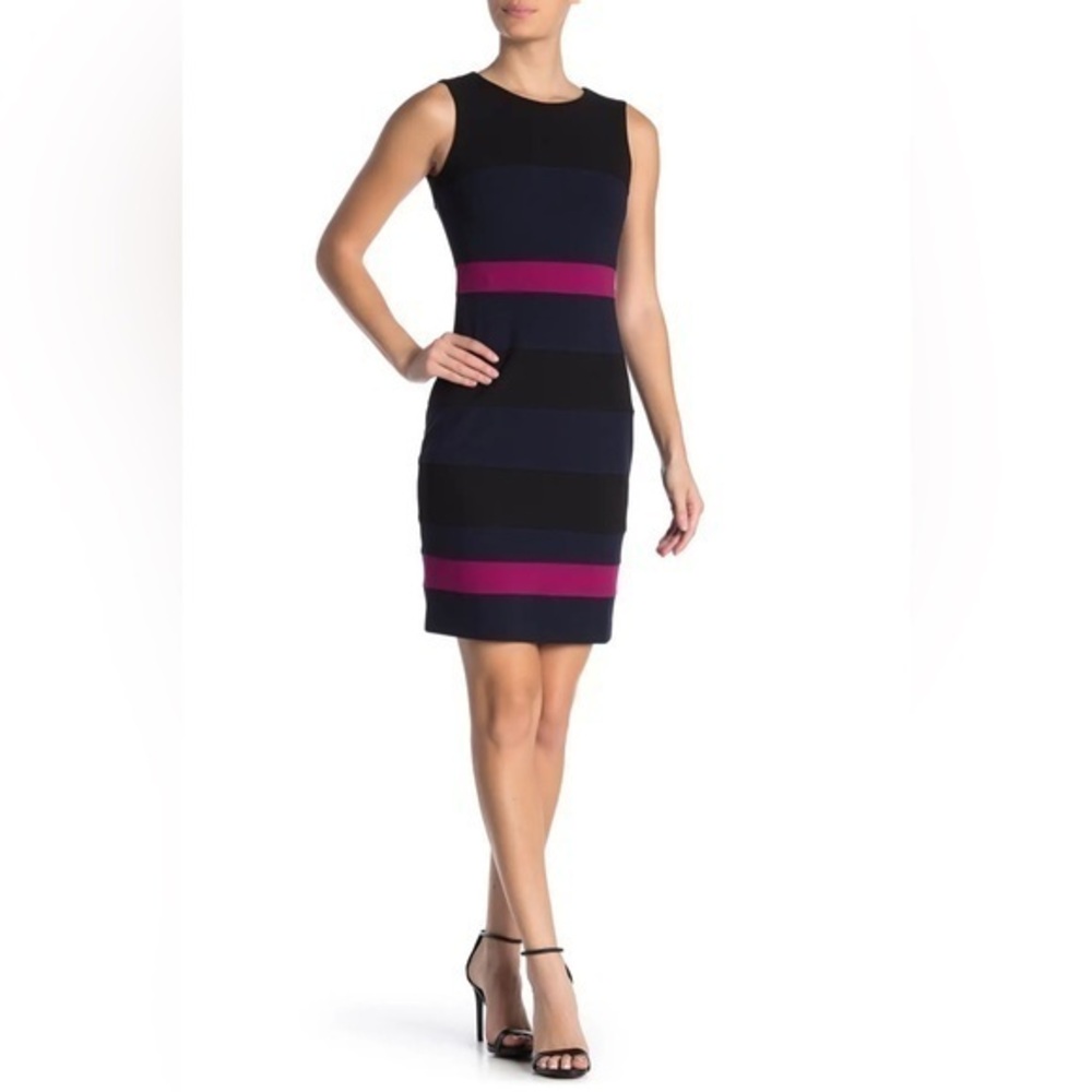 TOMMY HILFIGER- Women’s Scuba Crepe Colorblock Sheath Dress- Size 8